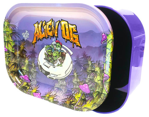 Best Buds Tin Stash Box & Rolling Tray - Alien OG
