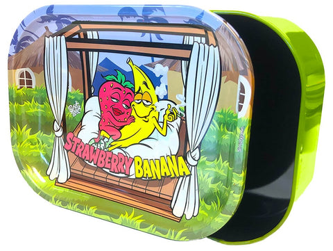 Best Buds Tin Stash Box & Rolling Tray - Strawberry Banana