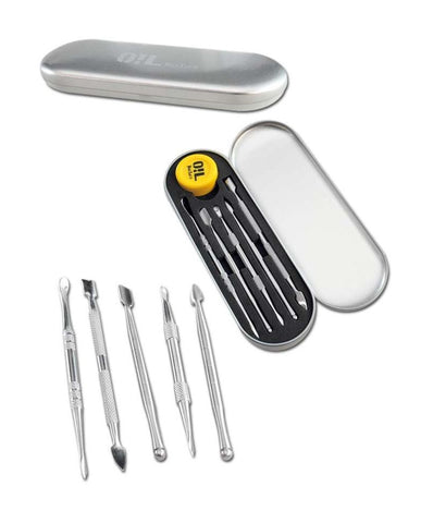 Black Leaf Case With Stainless Steel Dabbing Tools