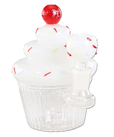 Black Leaf ''Cupcake'' Glass Percolator Bong White