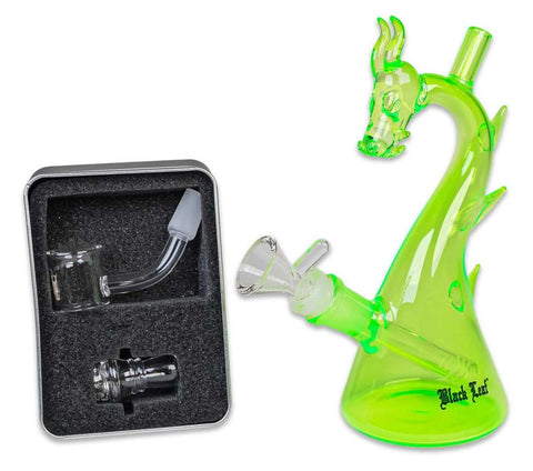 Black Leaf ''Dragon'' Oil & Herb Glass Bong - Green