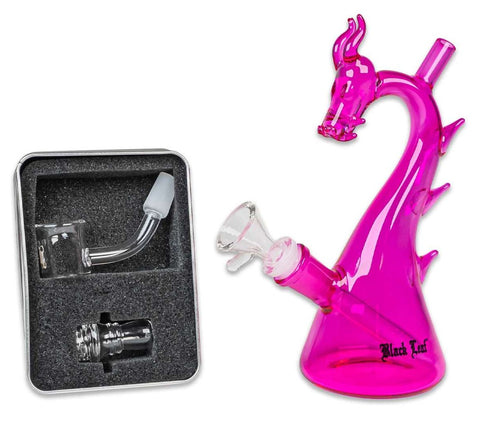 Black Leaf ''Dragon'' Oil & Herb Glass Bong - Pink