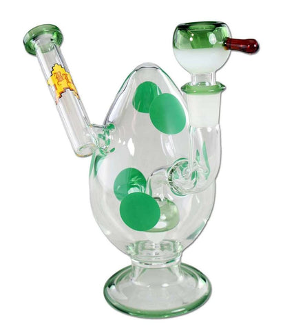 Black Leaf ''Spotted Egg'' Small Glass Percolator Bong Green