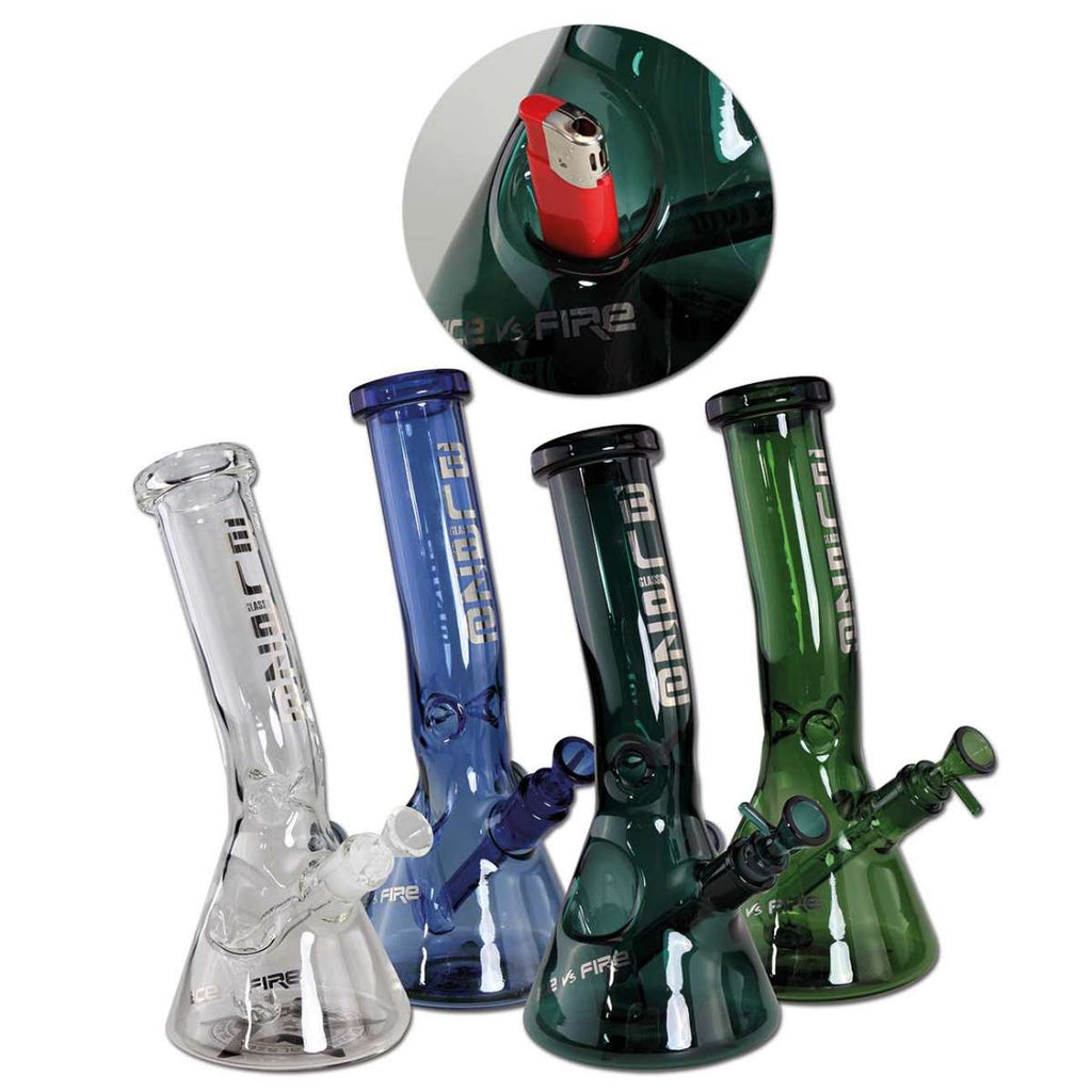 Blaze ''Fire/Ice'' Bong With Lighter Holder Turquoise • Buy Puff
