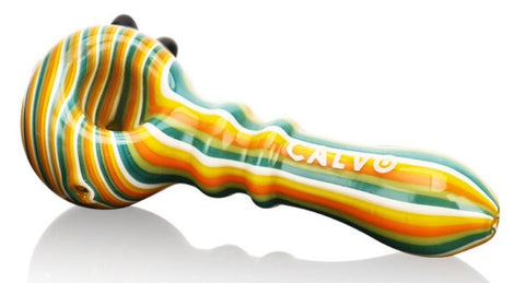 Calvo ''Circled Spoon'' Glass Smoking Pipe - Light Multicolour