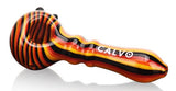 Calvo ''Circled Spoon'' Glass Smoking Pipe - Red/Black/Yellow