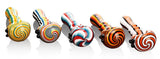 Calvo ''Circled Spoon'' Glass Smoking Pipe - White/Red/Blue