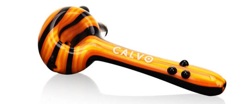 Calvo ''Thin Spoon'' Glass Smoking Pipe - Orange/Black