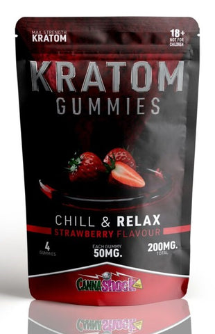 CannaShock ''Chill & Relax'' Kratom Gummies - Strawberry