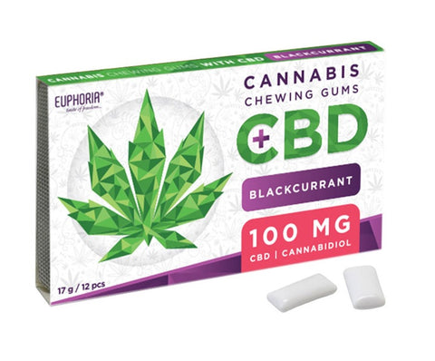 Euphoria Cannabis Chewing Gums 100mg CBD - Blackcurrant