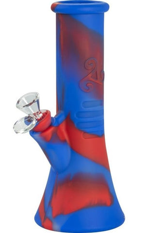 Silicone Unbreakable Beaker Bong - Red/Blue