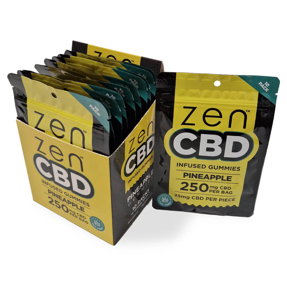 Zen CBD Gummies 250mg - Pineapple • Buy Now | Puff Puff Palace